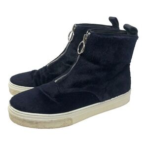 Celine Pony Hair Bootie Sneaker Womens 39 9 Black Zip Up High Top Classic